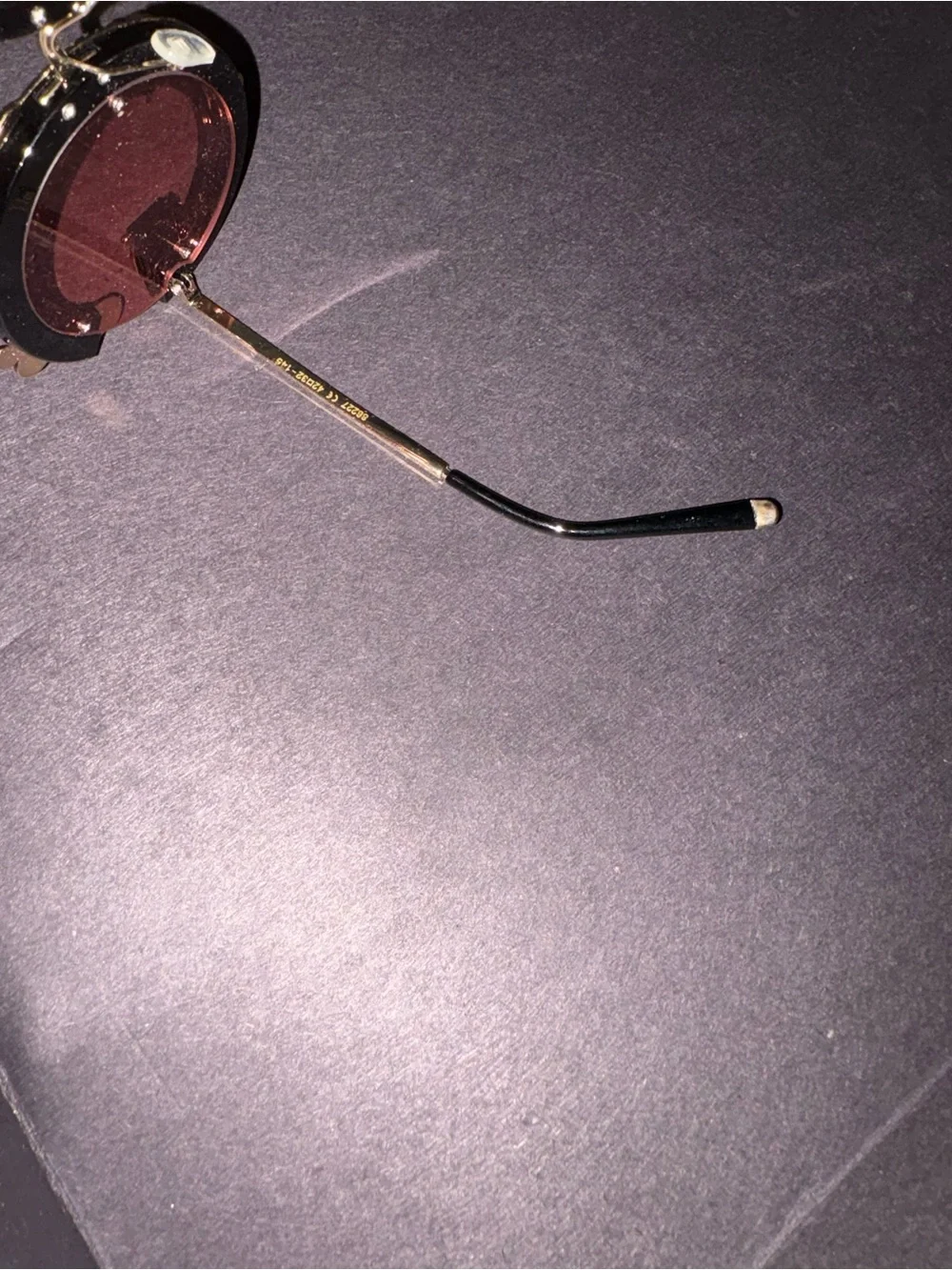 Dolce and Gahanna DG  Ornate Gold Frame Oval Sunglasses with Burgundy Lenses